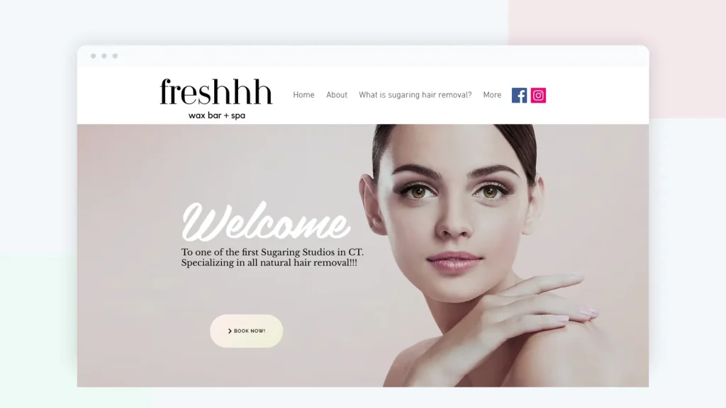 Freshhh Wax Bar Wix website homepage and service content