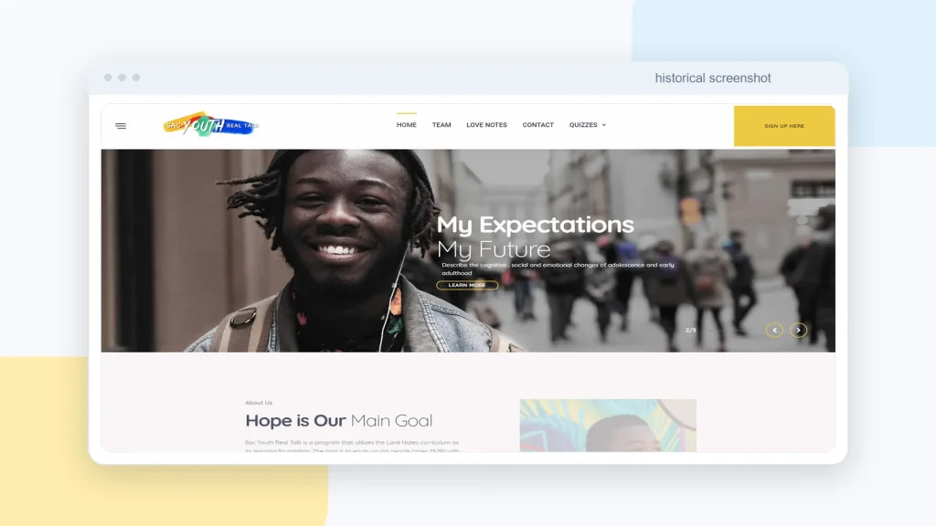 Sac Youth Real Talk website homepage screenshot